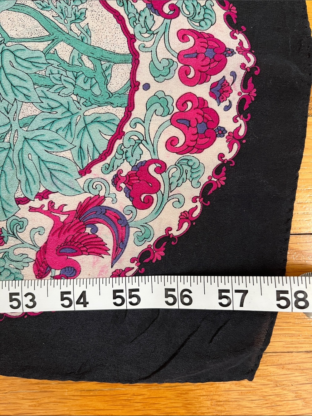 Ginnie Johansen Inc. 100% Silk 1989 Vintage 80s Teal Magenta Pink & Black Scarf - Picture 9 of 13